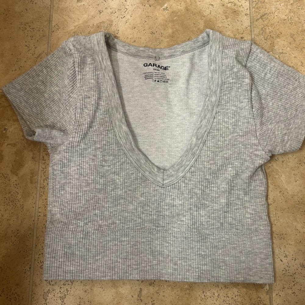Garage Women's Light Gray Ribbed Crop Top